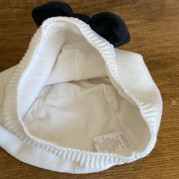 Janie and Jack Black and Winter White Bow Knit Beanie - Picture 3 of 7